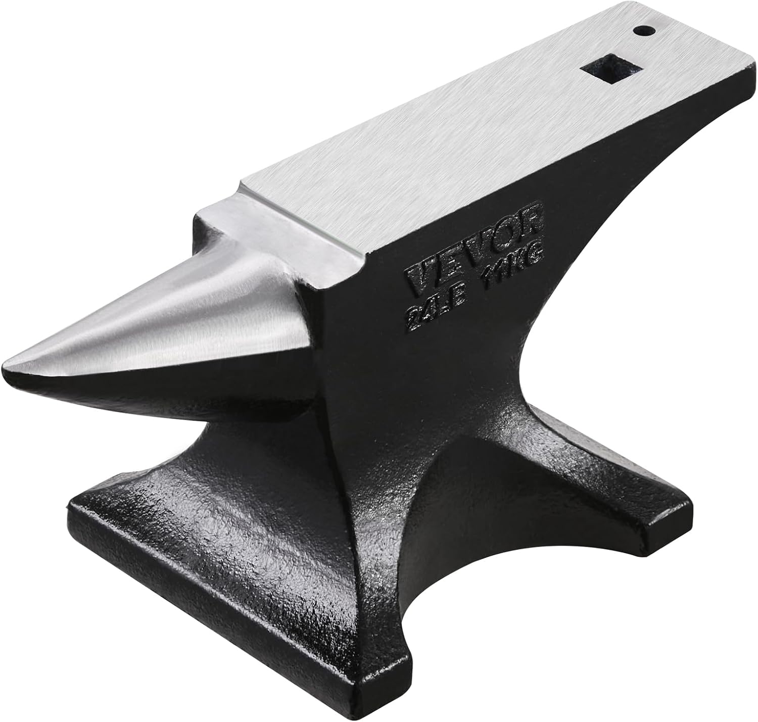 VEVOR Blacksmith Anvil 55 lbs (25 kg) Single Piece of Iron with Square Holes Ideal for Metalurgical and Blacksmiths in Metal Workshop and for