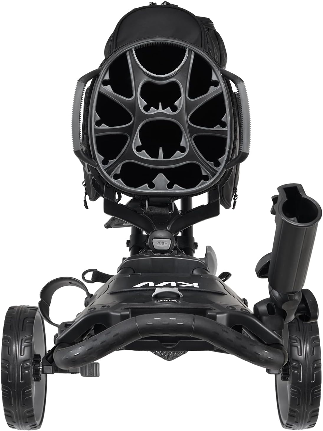 KVV 3 Wheel 360 Rotating Front Wheel Golf Push Cart Open and Close in ONE Second-Free Umbrella Holder Included