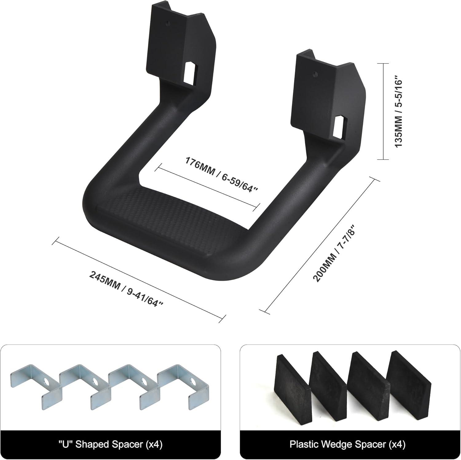 2 Pieces (1 Pair) Black Powder Coated Truck Side Step Set, Includes Mounting Brackets - Fits Various Trucks Compatible for Chevy (Chevrolet), Ford