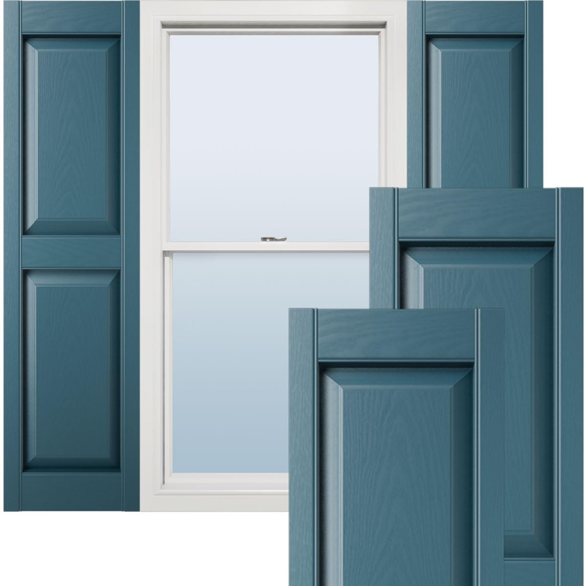 Ekena Millwork Lifetime Vinyl LP2S14X06300BL Standard Two Equal Panel Vinyls, Raised Panel Vinyl Shutters, w/Installation Shutter-Lok's & Matching Screws (Per Pair), 14.75"W x 63"H, Black