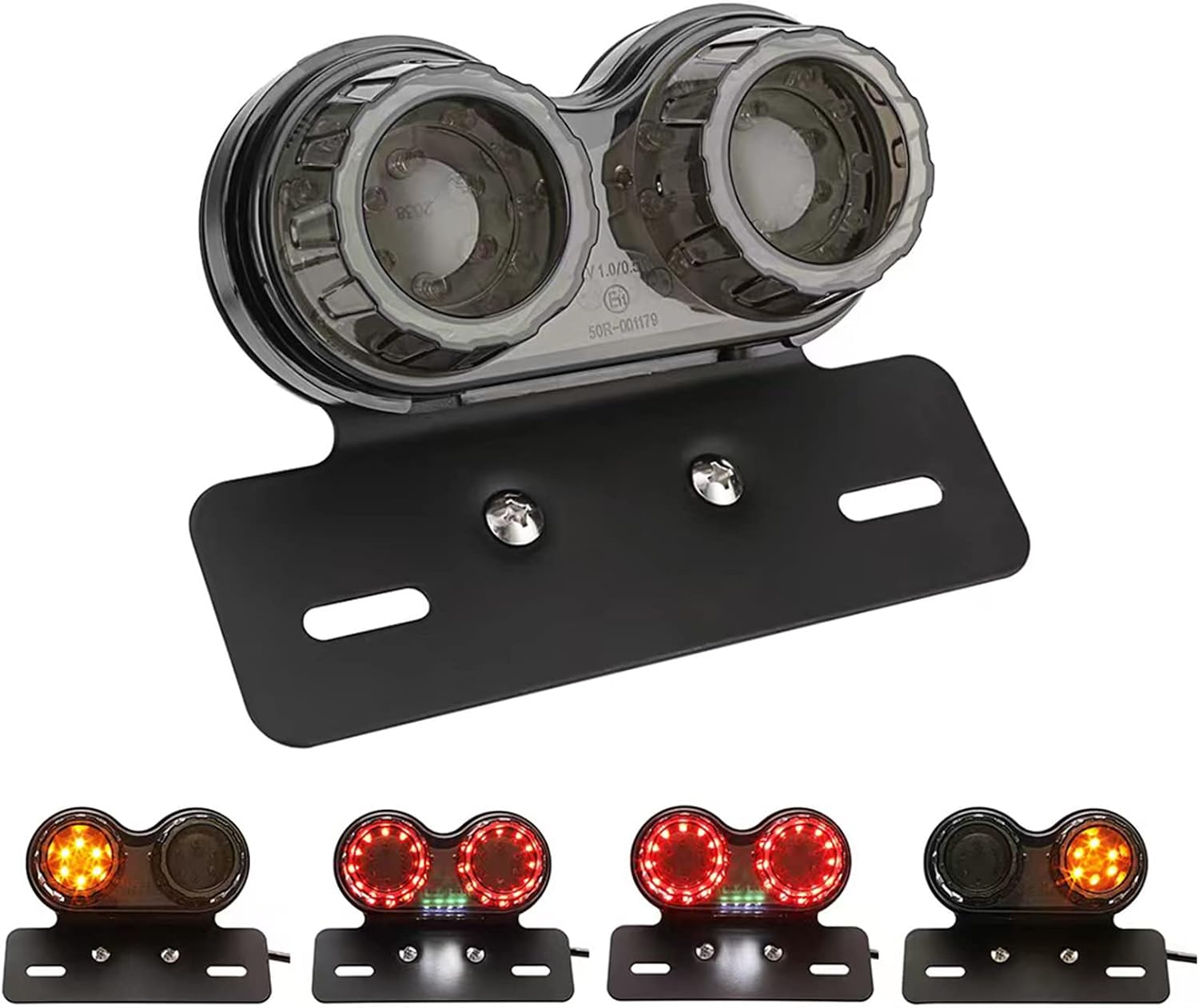 40W 40-LED Motorcycle Tail Light Integrated Driving&Brake Light Turn Signal Lamp With License Plate Bracket for Harley Honda Yamaha Suzuki Kawasaki