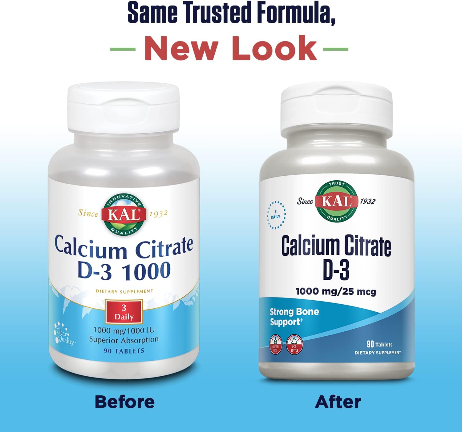 KAL Calcium Citrate Supplement with Vitamin D3 - 1000 IU Vitamin D3, Healthy Bone & Muscle Function Support for Men and Women, Quick Dissolving Tablets - 180 Count Tablets