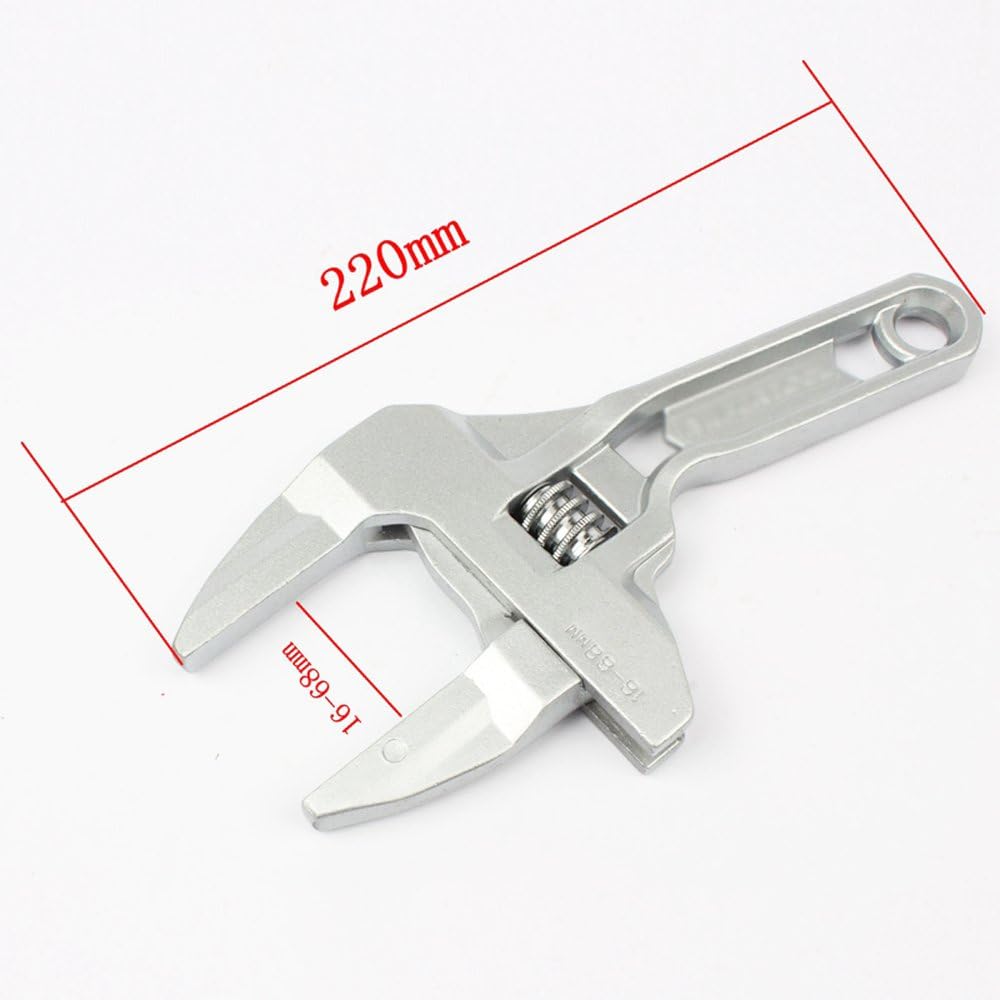 Adjustable Spanner Wrench 16-68mm, short shank plumbing wrench for tight spaces, mini plumber wrench for bathroom kitchen pipe nuts bolts