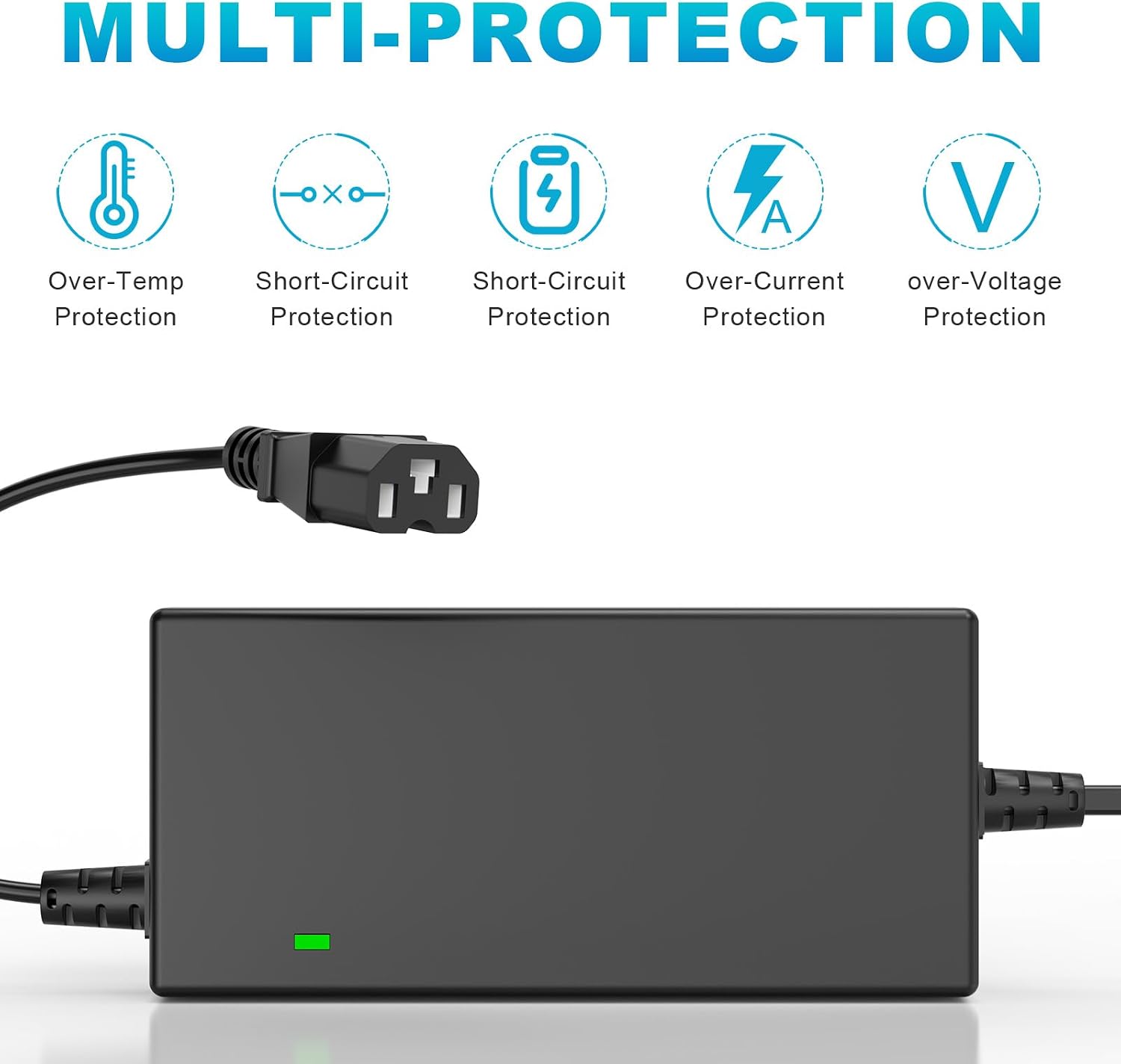 59V 1.8A for 48V 12AH Lead Acid Battery Charger for Electric Bicycle Motor Bike - 3 Holes Plug AC Adapter
