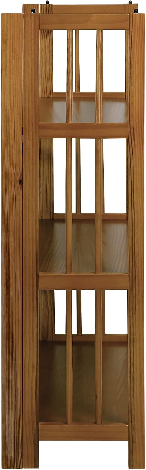 Casual Home 3-Shelf Folding Stackable Bookcase (27.5" Wide)-Walnut