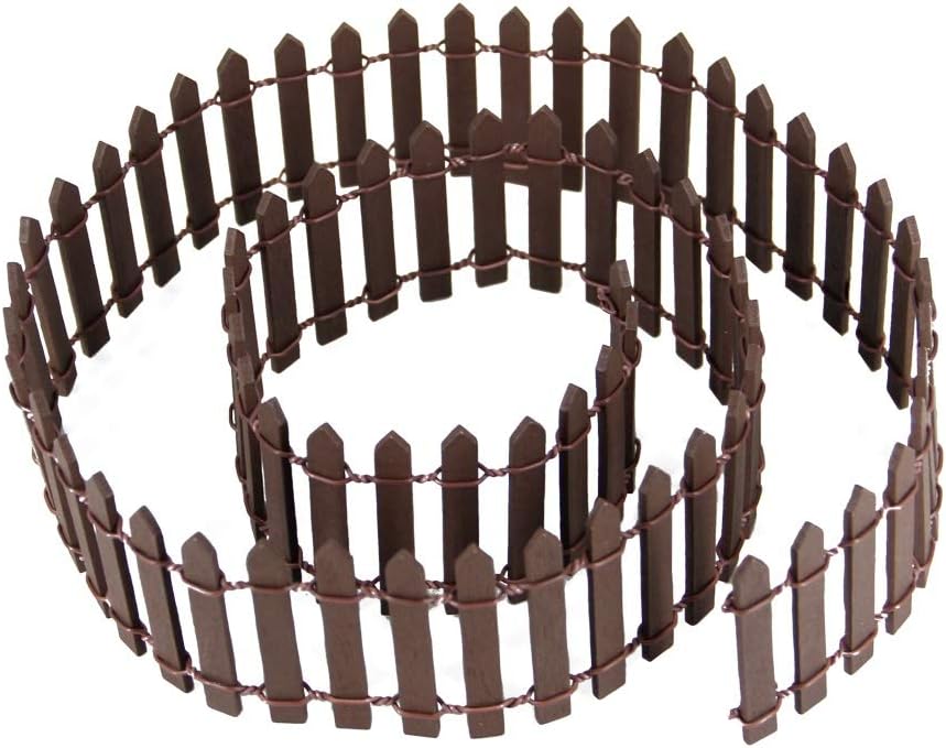 Prsildan 40 Inches Miniature Fairy Garden Fence, DIY Wood Picket Fence Mini Ornament