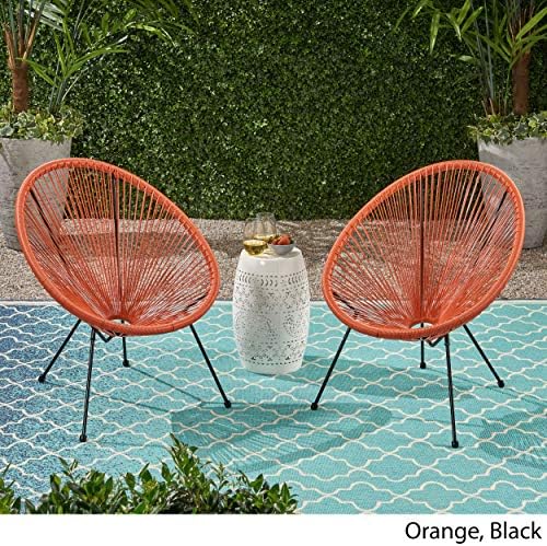 GDFStudio Noble House Anson Outdoor Hammock Weave Chair in Teal and Black (Set of 2)