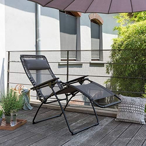 Lafuma Futura Series Patio and Poolside Zero Gravity Outdoor Lounge Recliner Chair with Adjustable and Removable Headrest, Moss Green