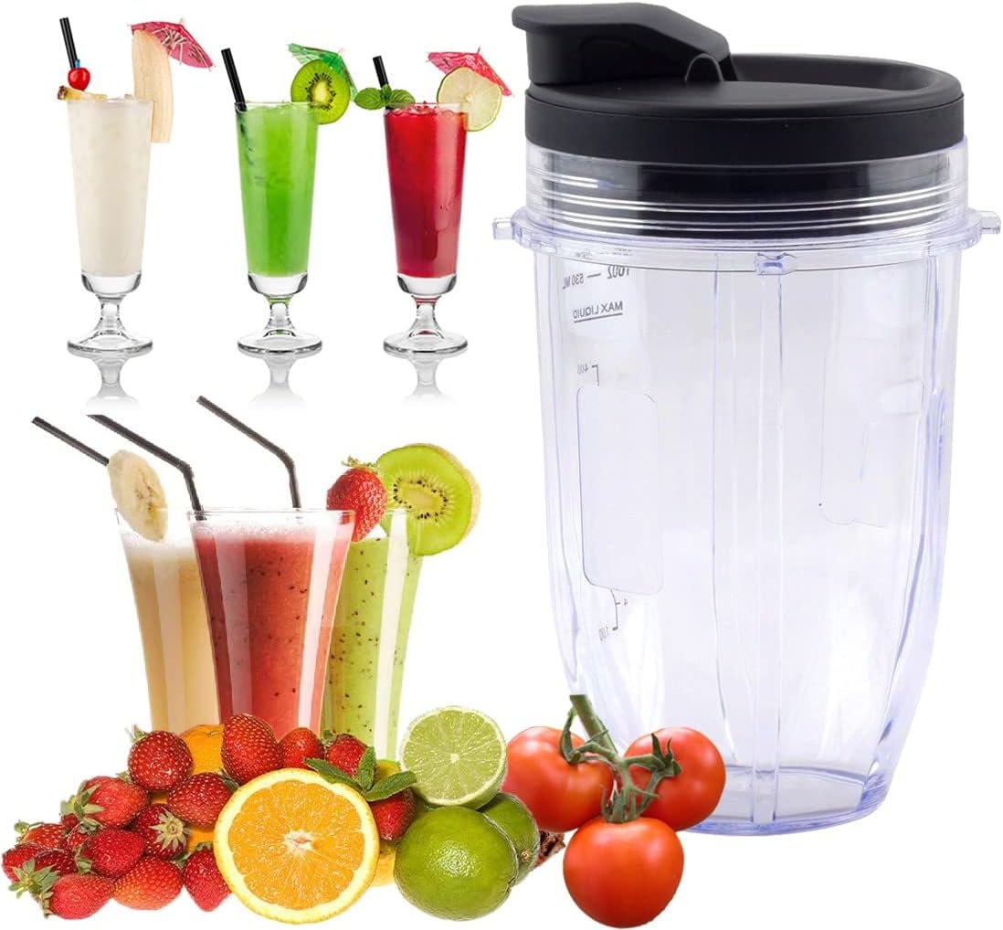 Replacement 24oz Blender Cup with Sip & Seal Lid For Nutri Ninja BL450 BL456 BL480 BL482 BL640 BL642 BL682 BN751 BN801 Foodi SS101 SS151 SS351 SS401
