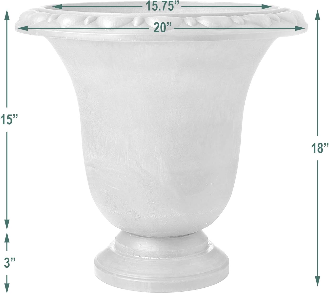PSW HU40BK Bristol Urn Planter, 16 by 18-Inch, Black