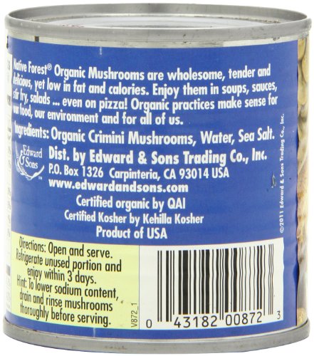 Native Forest Organic Portobello Mushroom Slices - 6.5 Oz (Pack of 12) | Canned Mushrooms, Low Calories & Fat, Non-GMO Project Verified, USDA Organic