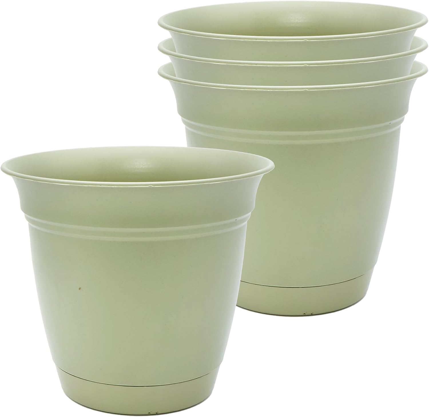 The HC Companies Eclipse Round Planter with Saucer - Outdoor & Indoor Plant Pot with Drainage Holes - Lightweight