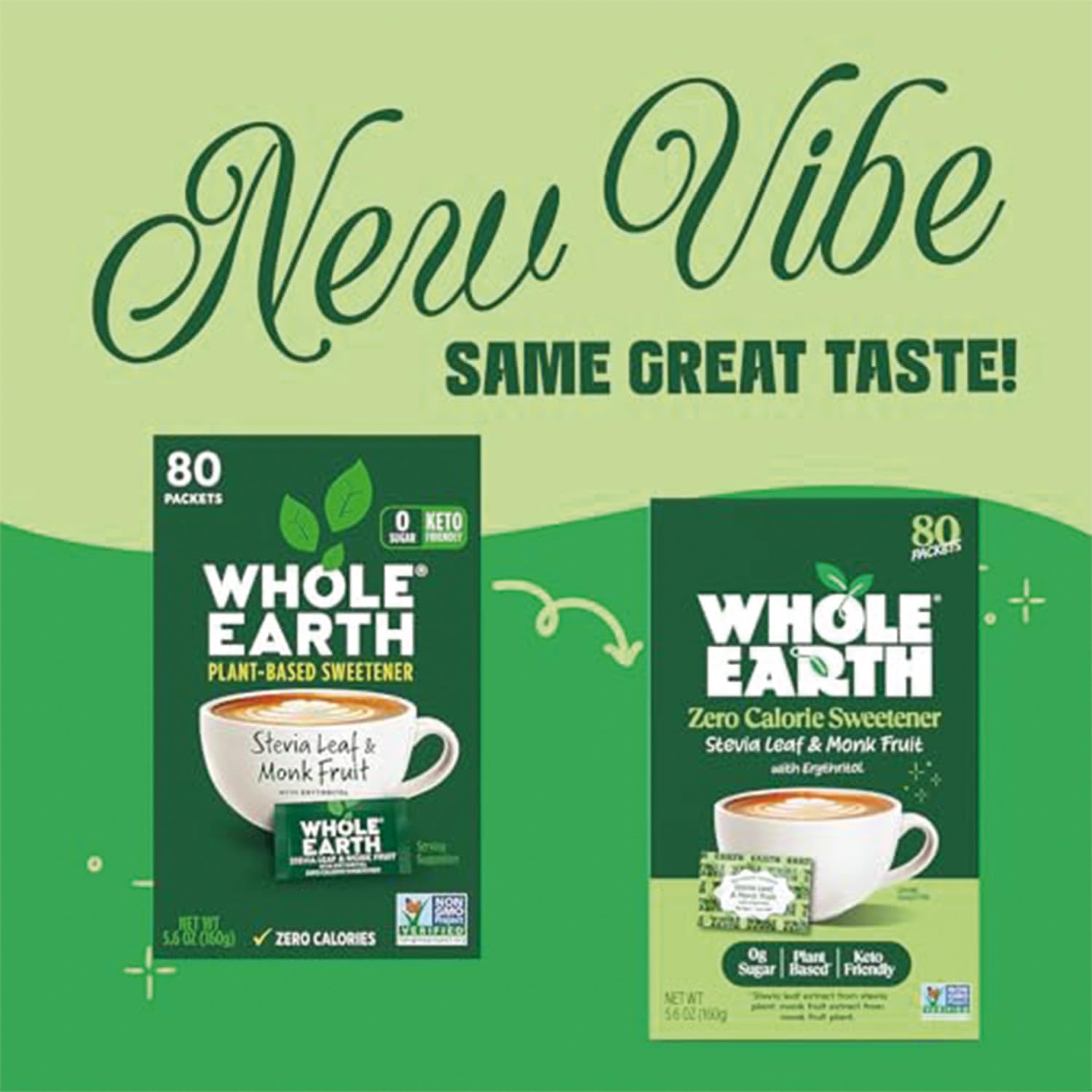 Whole Earth Sweetener Co. NATURE SWEET Stevia & Monk Fruit Sweetener, Erythritol Sweetener, Sweet Leaf Stevia Packets, Sugar Substitute, Natural Sweetener, 80 Count