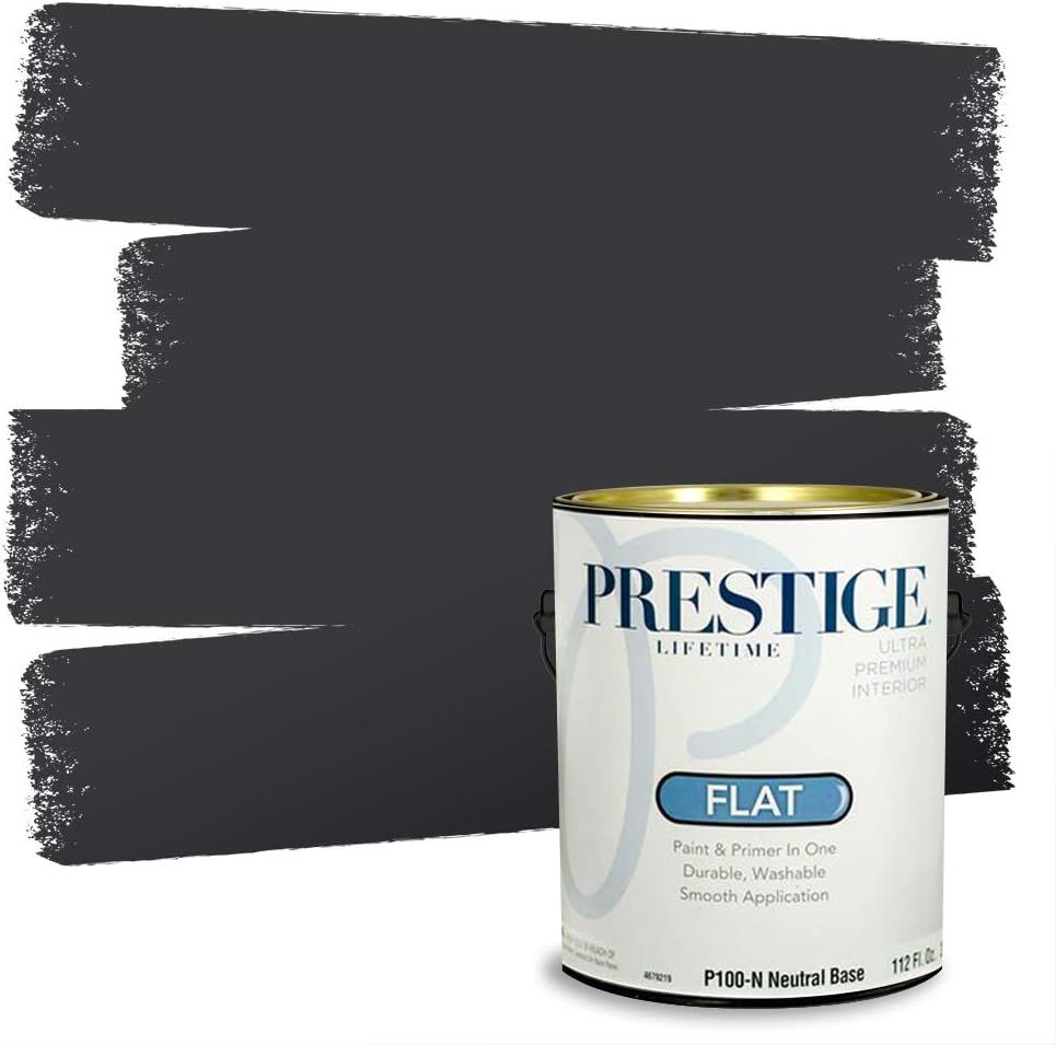 PRESTIGE Paints Exterior Paint and Primer In One, 1-Gallon, Satin, Comparable Match of Sherwin Williams* Black Magic*