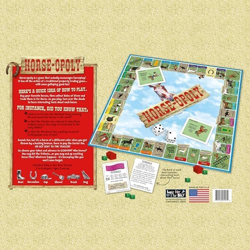 Late for the Sky Horse-Opoly Board Game for Families & Kids, Property Trading Strategy, 2-6 Players, Ages 8+, Educational Horse Breeds