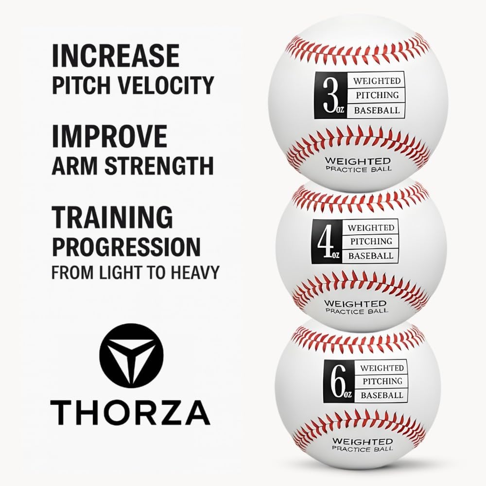 Thorza Weighted Baseballs for Pitching & Throwing Training - Velocity Building Balls for Hitting Practice & Strength Development - Youth to Pro