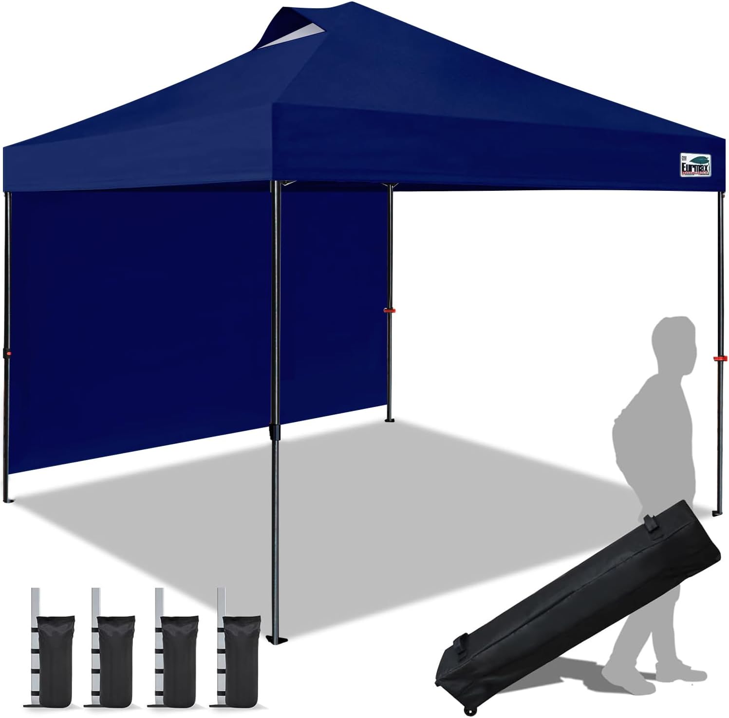 Eurmax USA 10x10 Pop Up Canopy Tent,Commercial Tent with Patented No-Tip Rolling Bag,4 Zippered Removable Walls,UV & Water Resistant Canopy Top,Heavy Duty Outdoor Gazebo,Instant Shelter(White)