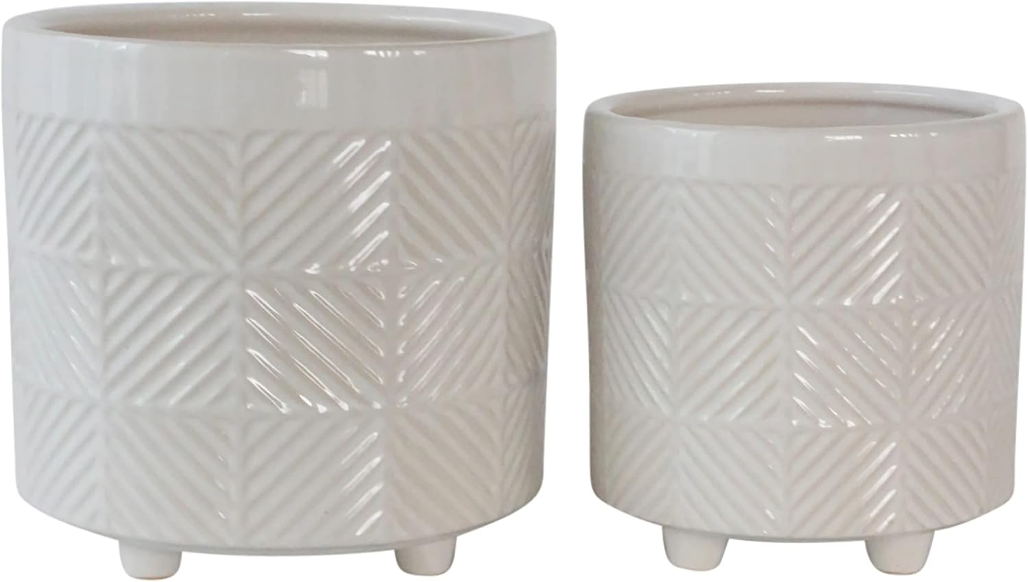 Set of 2 Ceramic Planter Pots – Indoor Planters for Plants, Patio Or Garden Outdoor Decor, Sculpted Petal Design – Home Decor, Ceramic Planters