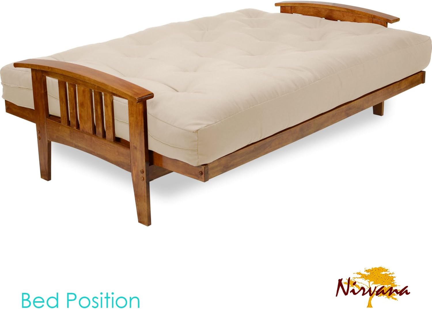 Westfield Futon Set - Queen Size, Frame, 8" Mattress, Twill Ivory Cover