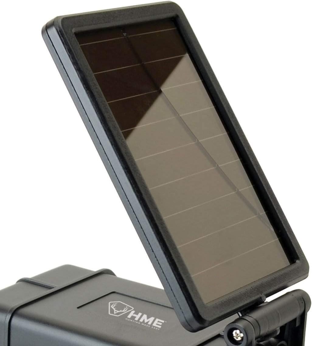 HME Trail Camera 12V/Solar Auxiliary Power Pack Durable Weather-Resistant Housing Easy Installation & Versatile Compatibility, Black | Weather-resistant housing, Easy installation