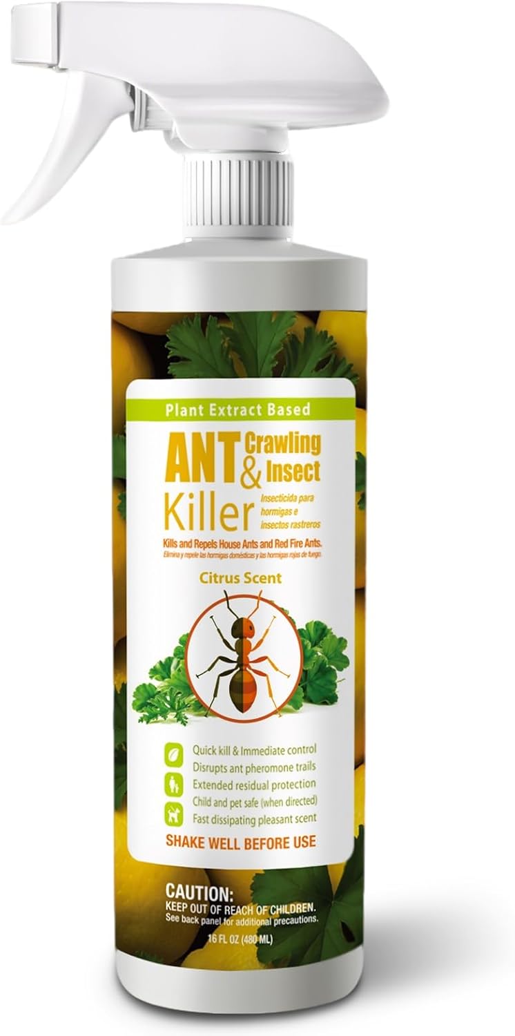 EcoVenger By EcoRaider Ant Killer & Crawling Insect Killer, 16 OZ Ready to Use, Indoor & Outdoor, Kills & Repels, Lasting Prevention, Natural & Non-Toxic Plant Based Formula, Pleasant Citrus Scent