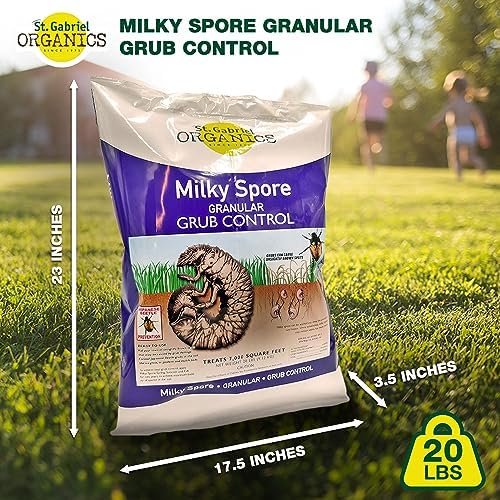 ST. Gabriel Organics - Milky Spore Granular Natural Bacteria Japanese Beetle Grub Killer Lawn and Garden Care Control, 20 Pound Pack