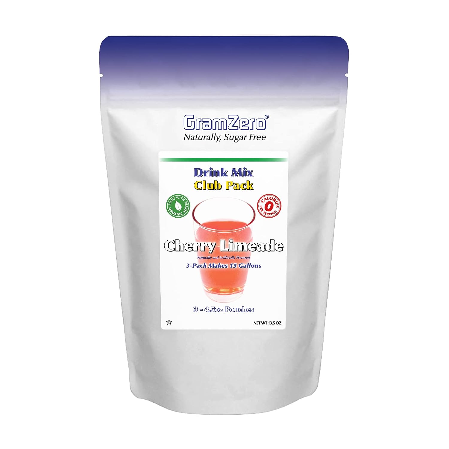 GramZero Raspberry Blush, Sugar Free Drink Mix, Pitcher Pack, Great For Nutrition Club Loaded Tea, Zero Calorie, Stevia Sweetened