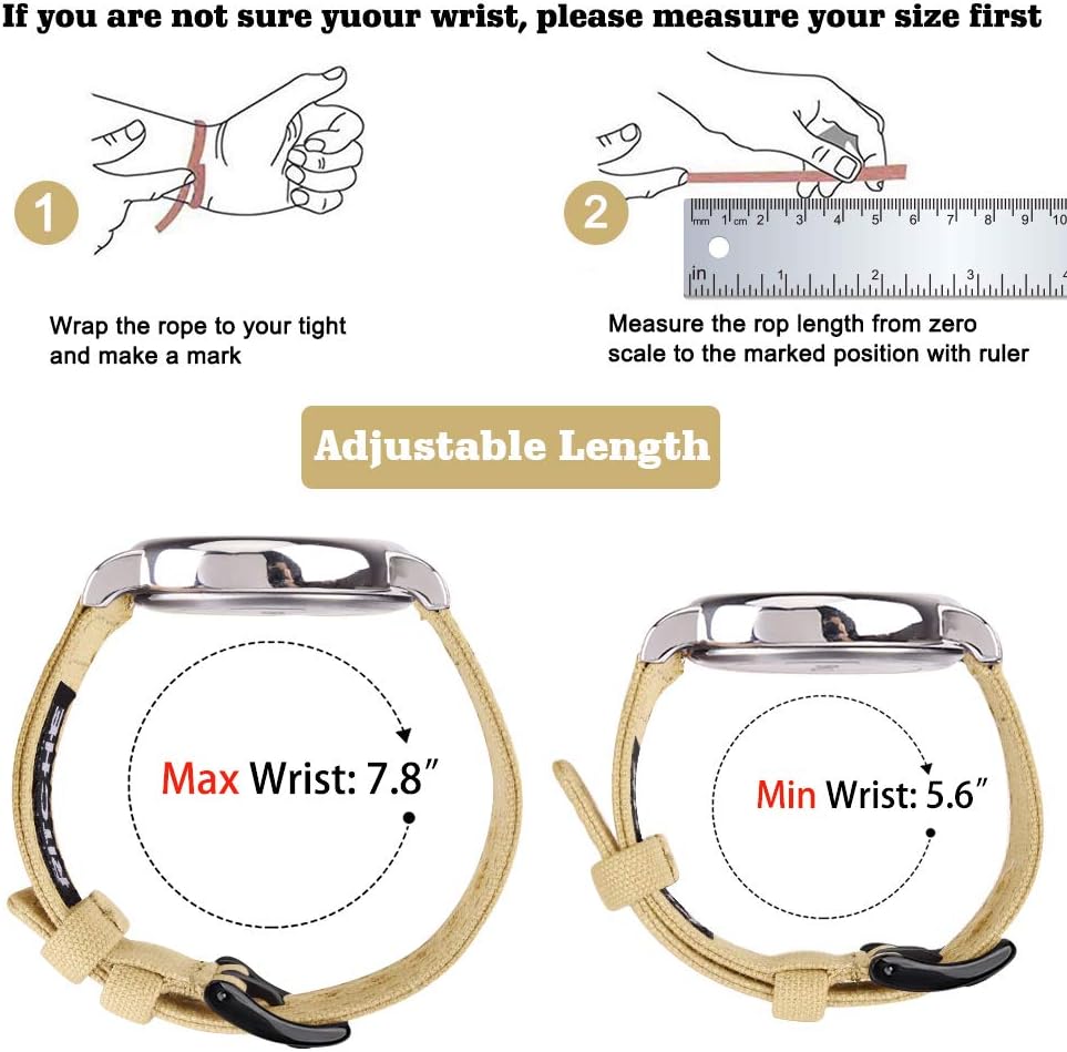 Ritche Christmas Gift Canvas Vintage Quick Release Watch Band 18mm 20mm 22mm 24mm Replacement Watch Straps for Men Women, White Elephant Gifts, Stocking Stuffers for Men, Father's Day gifts
