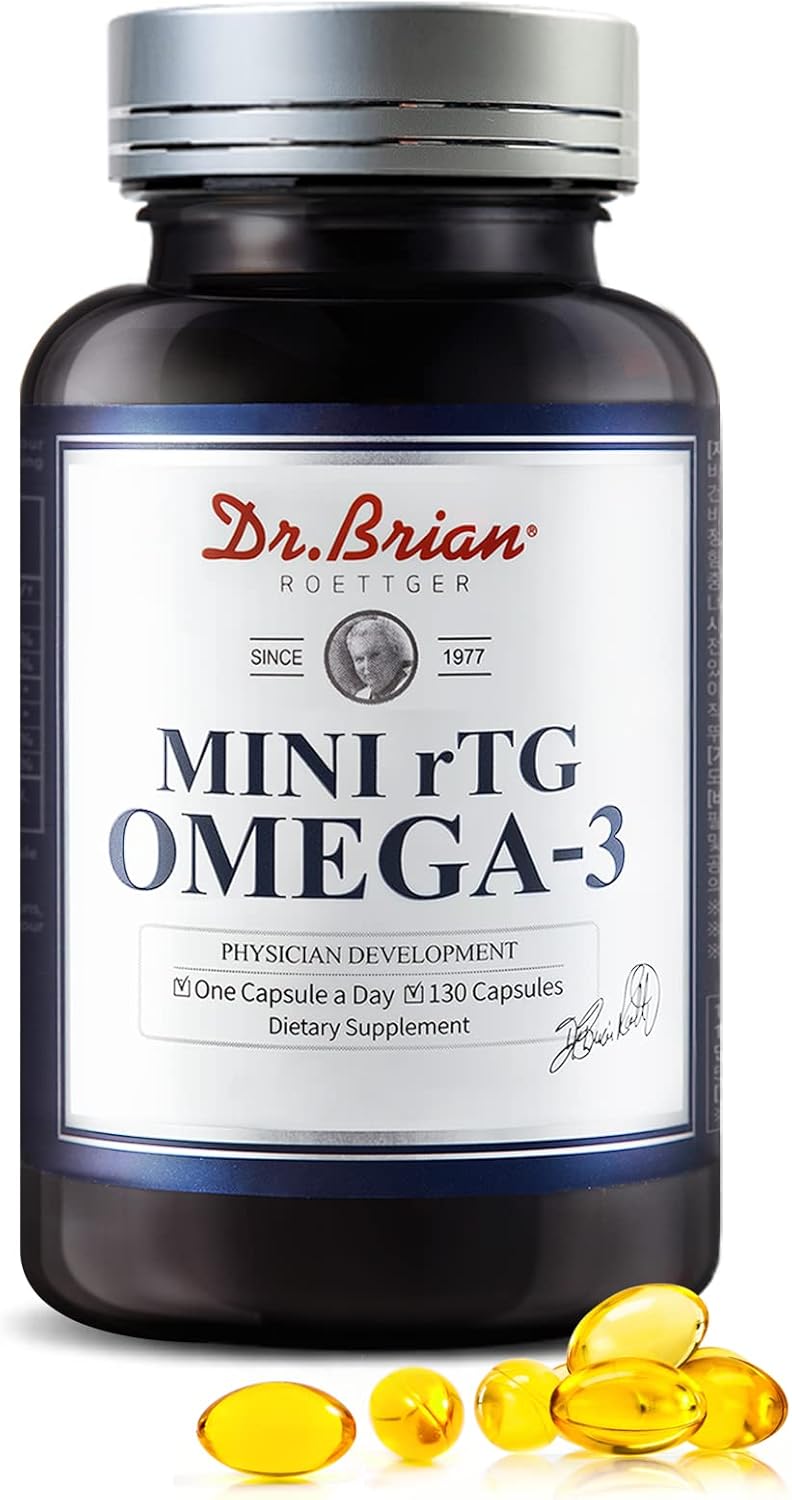 Dr.Brian Fish Oil Supplement 130 Softgel, Highly Absorbed rTG Mini Omega 3 Fish Oil Capsule with EPA/DHA Fatty Acids Vitamin D E