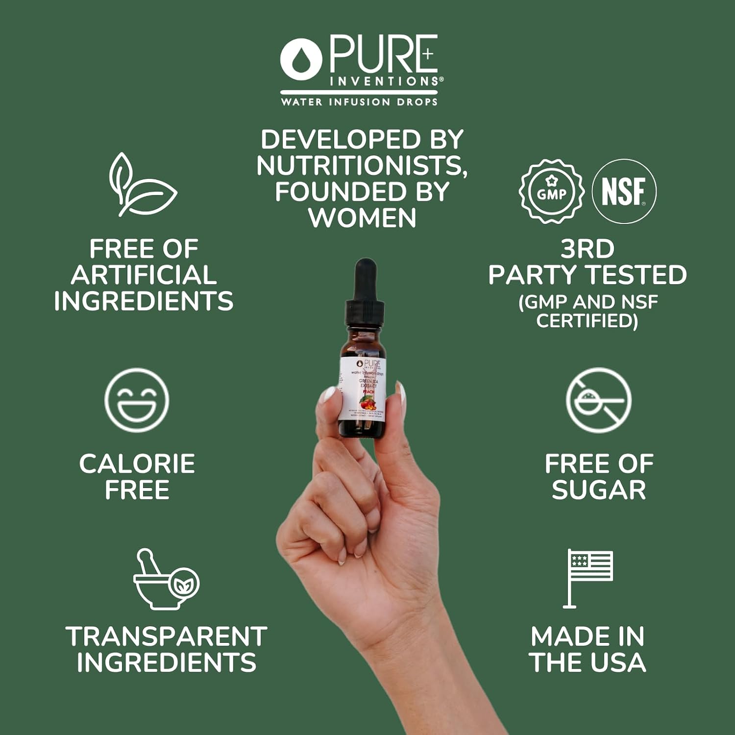 Pure Inventions Water Enhancer Drops - Refreshing and Delicious - Antioxidants, Electrolytes - No Sugar, Calories, or Artificial Sweeteners - Cranberry and Elderberry (60 Servings)