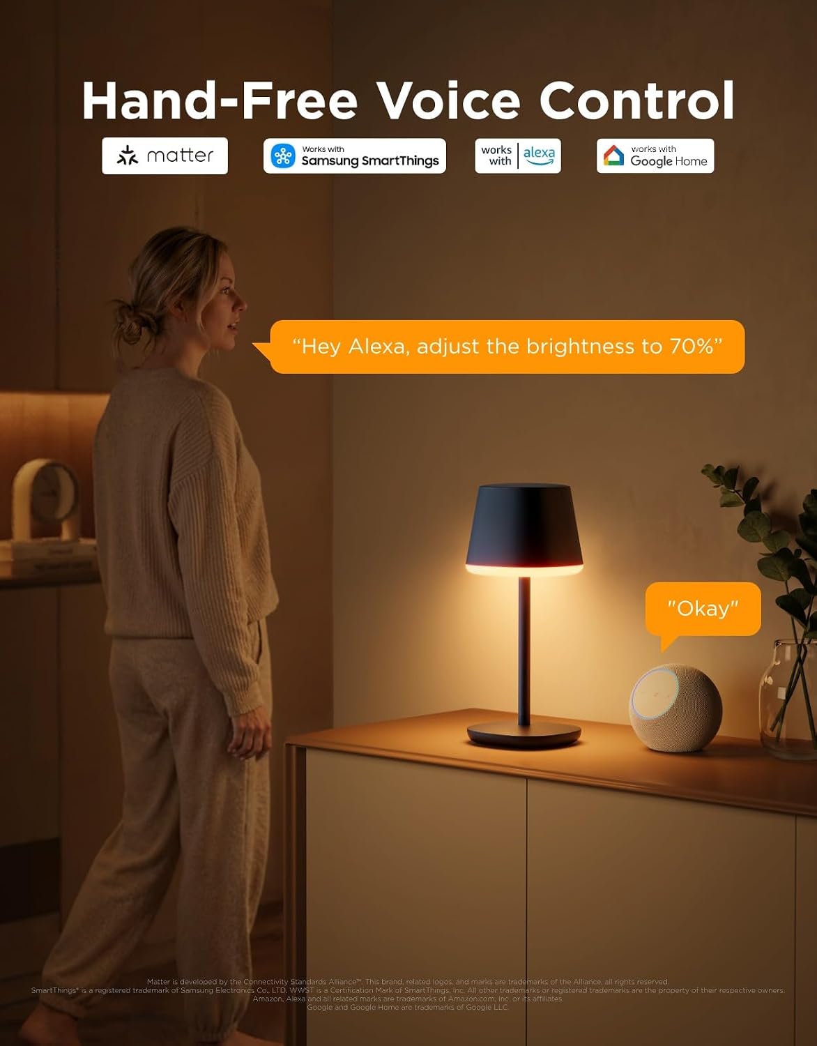 Govee Smart Cordless Table Lamp Classic (No Adapter), RGBIC Desk Lamp | Rechargeable Table Lamp for Bedroom, Living Room