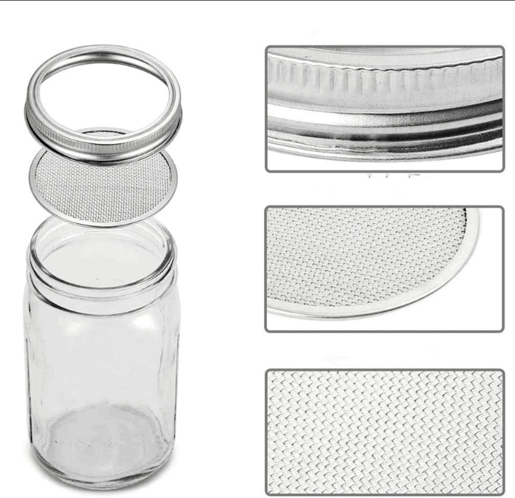 Sprouting Jar Lid (32oz Glass Jars) with 4 Pack Stainless Steel Sprouting Stands for Wide and Wide Mouth Mason Jar for Growing Organic Sprouts