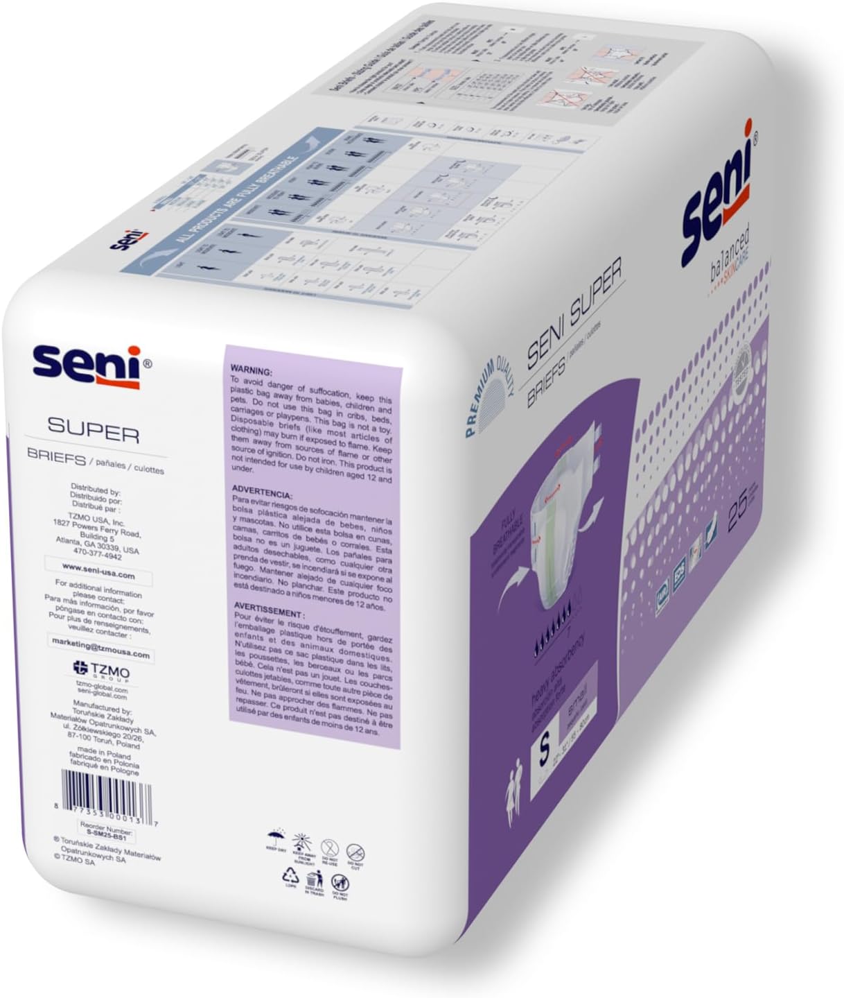 Seni Super Unisex Adult Incontinence Briefs with Tabs, 45-59 in, 75 ct | Breathable, Disposable Brief for Men & Women