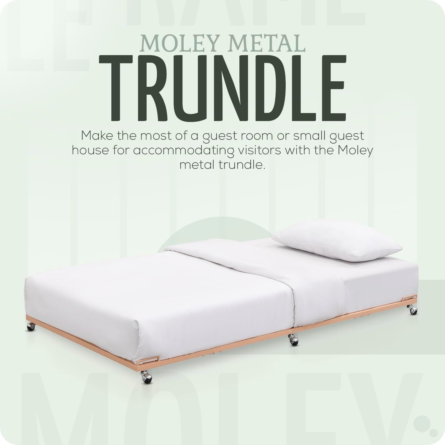 2K Furniture Designs - Twin Size Black Metal Roll Out Trundle Bed Frame for Daybed | Space-Saving Guest Bed - Slides Under Daybeds for Overnight Visitors, Dorms, and Small Spaces