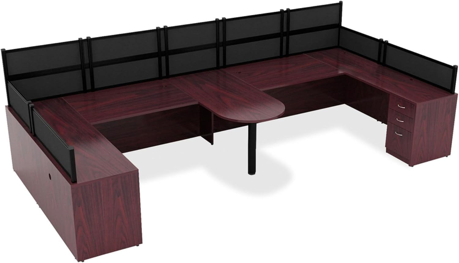 Lorell Hutch with Doors, 66 by 15 by 36-Inch, Mahogany