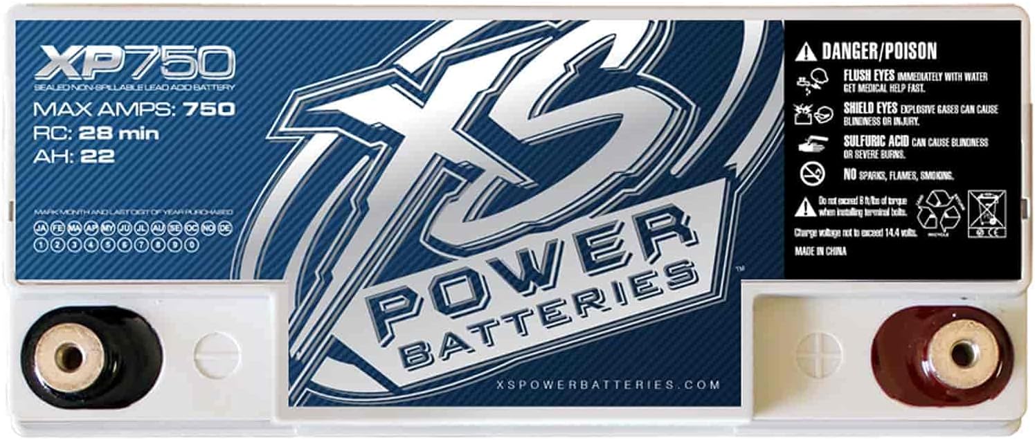 XS Power XP750 XP Series 12V 750 Amp AGM Supplemental Battery with M6 Terminal Bolt