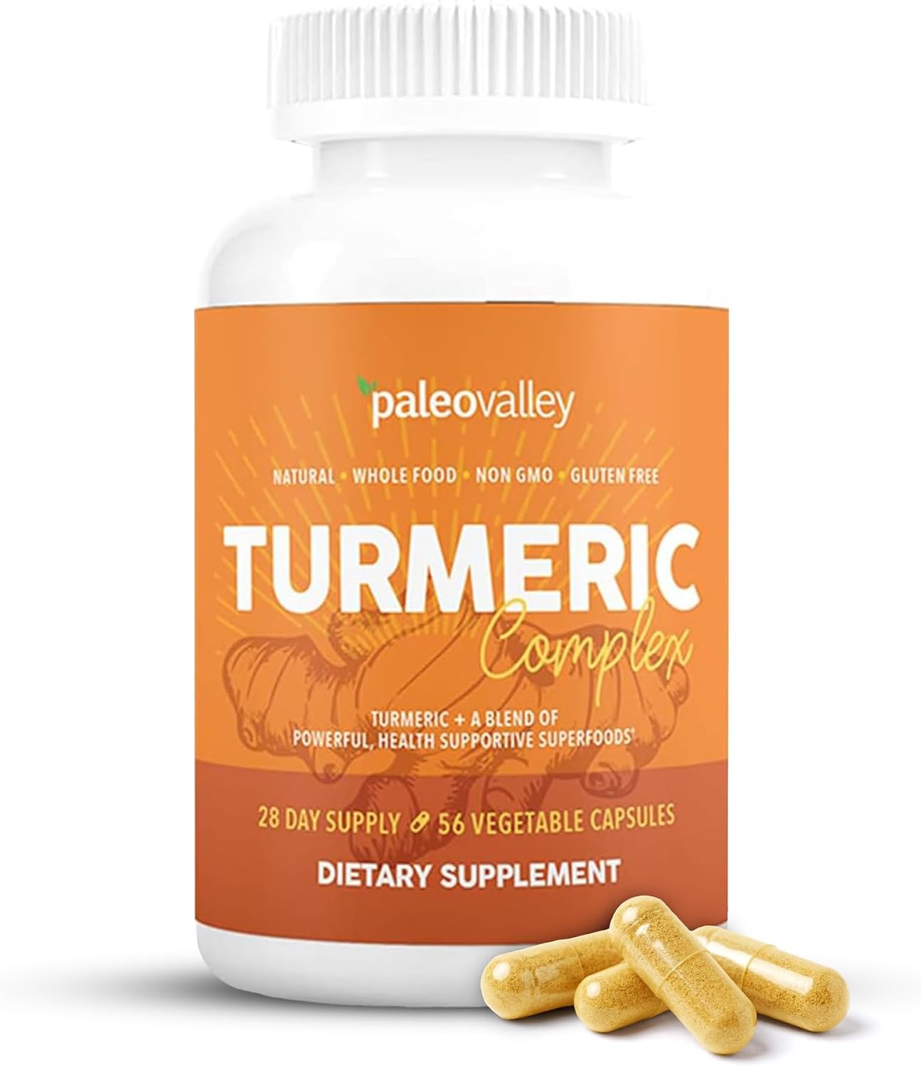 Paleovalley Organic Turmeric Complex, with Ginger & Black Pepper, Superfood