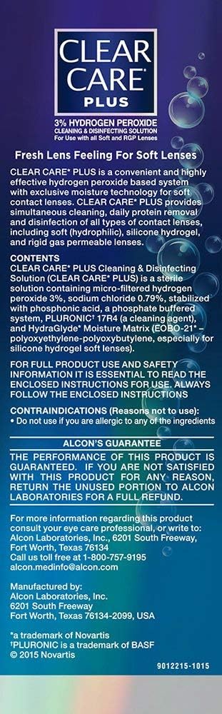 CLEAR CARE PLUS Cleaning & Disinfecting Contact Lens Solution 12 Oz, 2 Pack