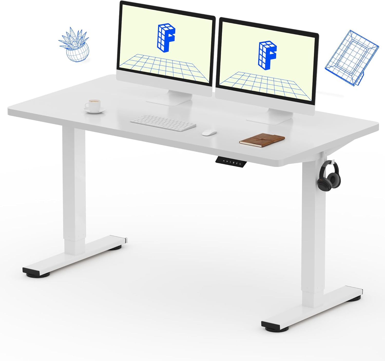 FLEXISPOT EN1 One-Piece Standing Desk, Electric Adjustable with 4 Memory Presets, 176 LBS Capacity, Stable & Quiet