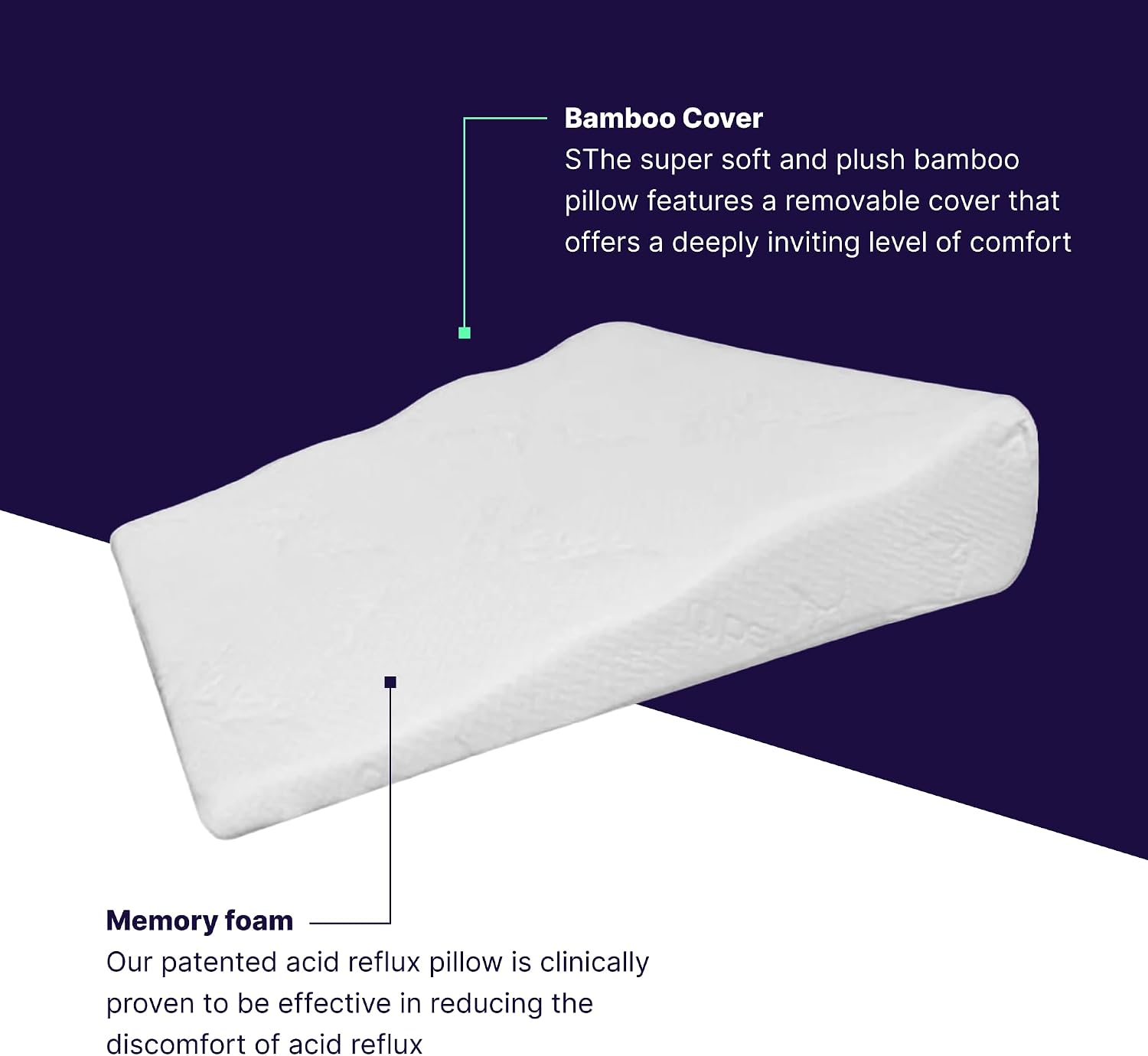 Acid Reflux Wedge Pillow for Sleeping & Sitting – Elevating Memory Foam Pillow for GERD Relief, Snoring, & Back Pain (Side Sleeping Wedge