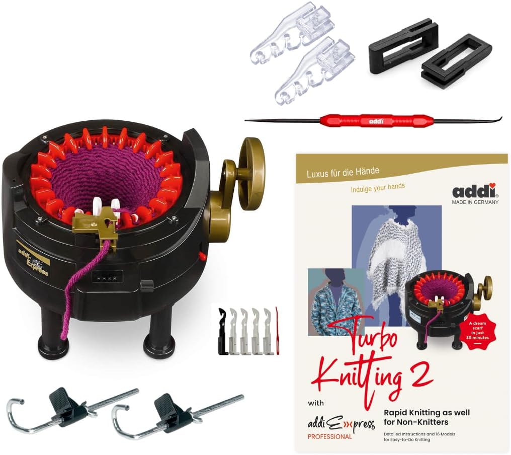 New Improved Version Of addi Express Professional Knitting Machine Extended Edition With Improved Row Counter, Pattern Book, Express Hook