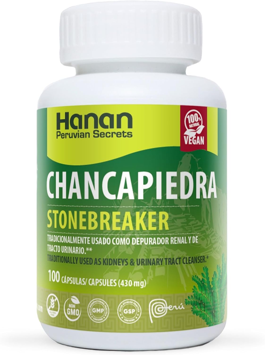 Hanan Chancapiedra Stonebreaker | 100 Capsules | Aids in Promoting Healthy Kidney Function Naturally (1 Pack)