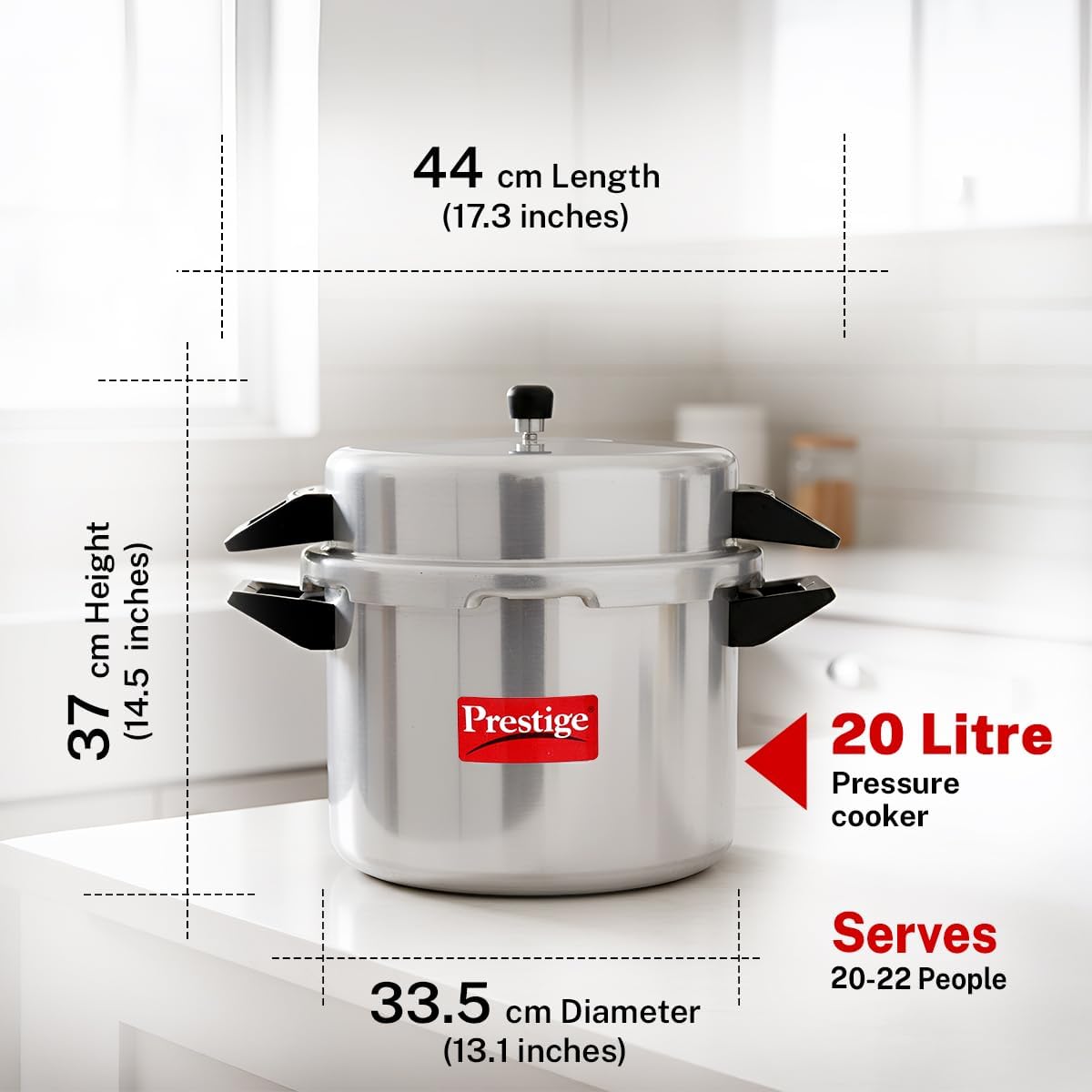 Prestige Popular Aluminum Pressure Cooker, 5 L, Silver