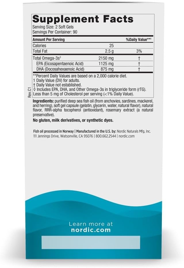 Nordic Naturals Ultimate Omega 2X, 2150mg Fish Oil, Lemon - 60 Count | High-potency 2X formula with EPA & DHA for brain & heart health. Non-GMO soft gels. 30 servings.