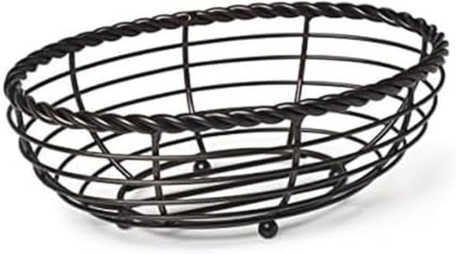 Gourmet Basics by Mikasa 5153171 Rope Metal Oval Bread Basket, Antique Black