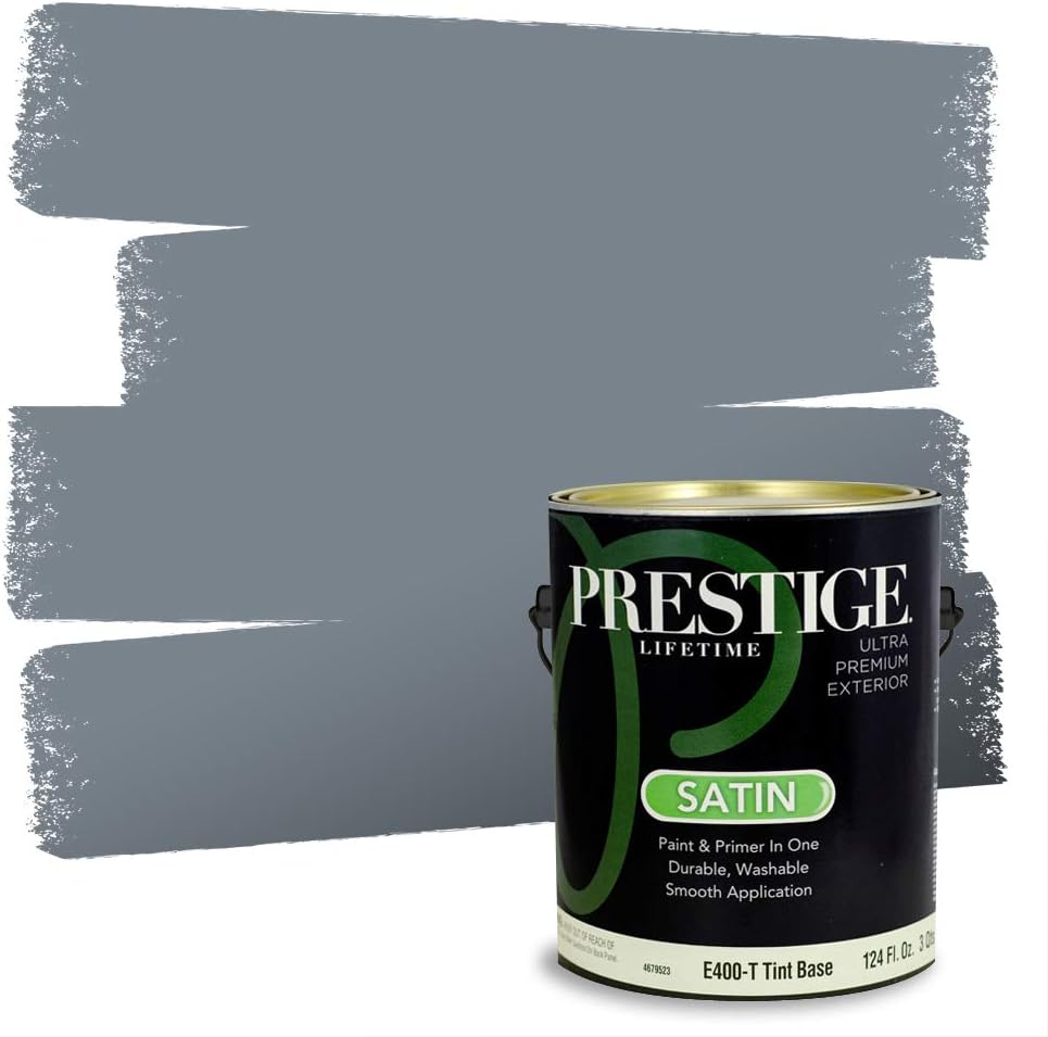 PRESTIGE Paints Exterior Paint and Primer In One, 1-Gallon, Satin, Comparable Match of Sherwin Williams* Tricorn Black*