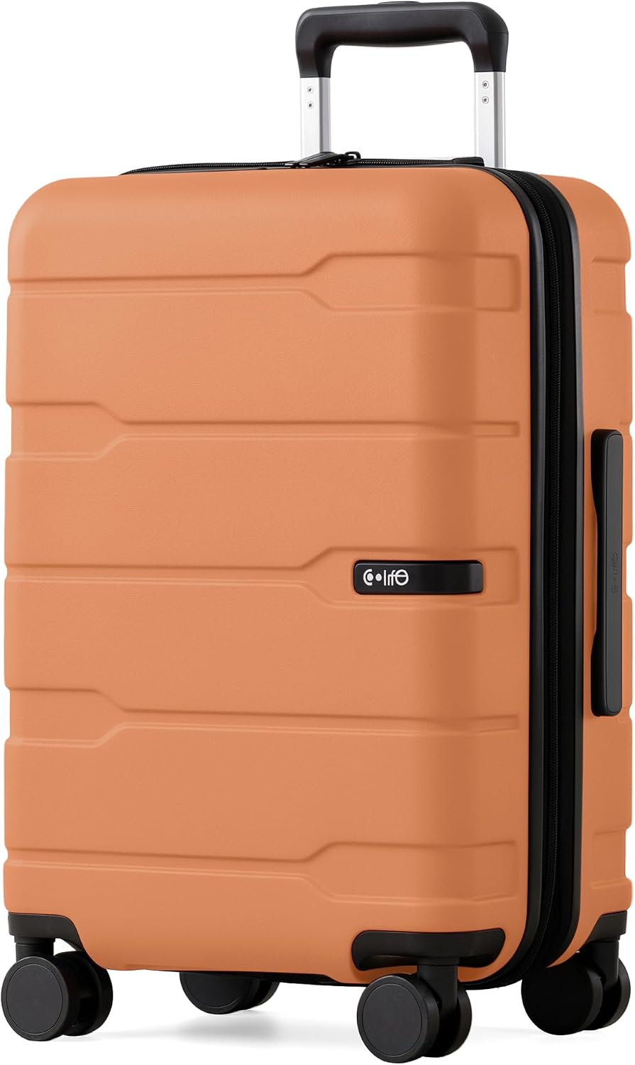 Coolife Medium Checked Luggage Hardside Suitcase with Spinner Wheels, 24in | Lightweight ABS+PC, Rolling Travel Suitcase with TSA Lock, Spinner Wheels, Durable Zipper, Charcoal