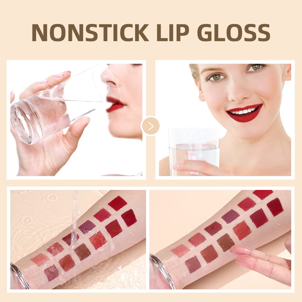 QiBest 7Pcs Matte Liquid Lipstick + 1Pcs Lip Plumper Makeup Set Kit, Pigmented Long Lasting Lip Gloss Set