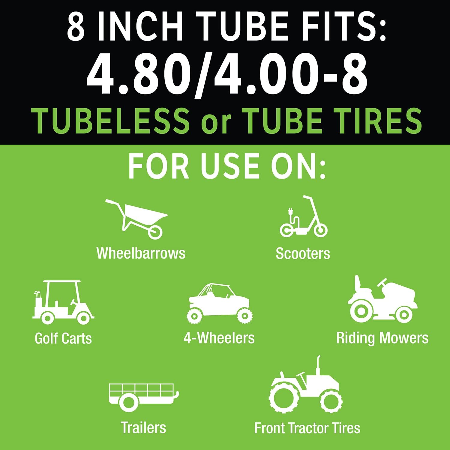 Slime 30014 Inner Tube for riding lawn mowers, ATVs, quads, tractors and other farm equipment, Extra Strong, Includes Self-Sealing Slime Sealant, Heavy Duty, 15x6.00-6" / 5.30/4.50-6" / 13x5.00-6"