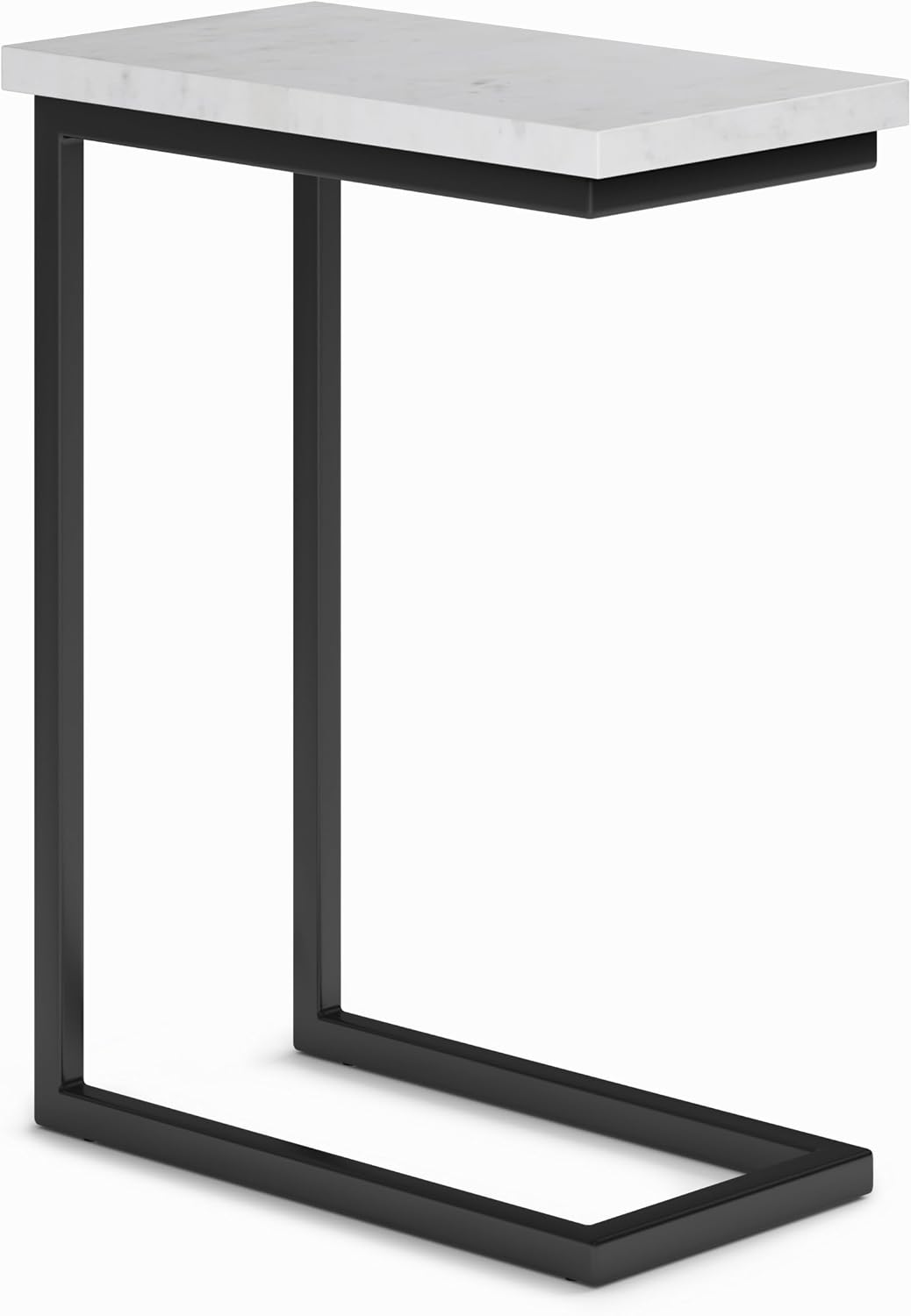 SIMPLIHOME Skyler 18" Wide Solid Wood C-Side End Table in Dark Cognac Brown | Industrial slide-under accent table with open frame, assembled; perfect for living rooms as a side table or sofa table.